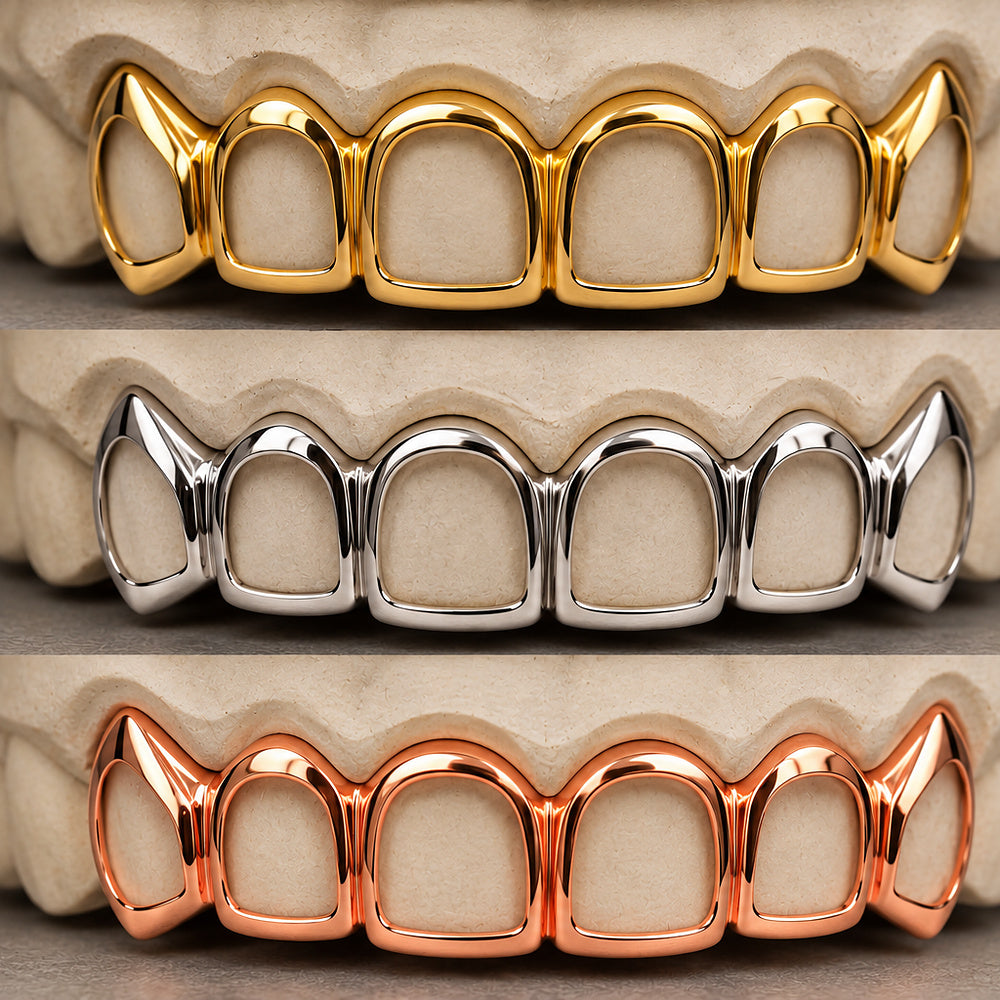 Custom Open-Face Gold Grillz – all gold colors