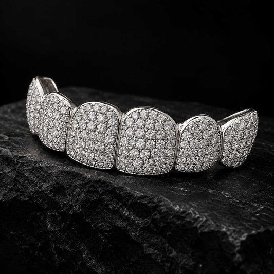 Custom Diamond Grillz in White Gold, fully iced out