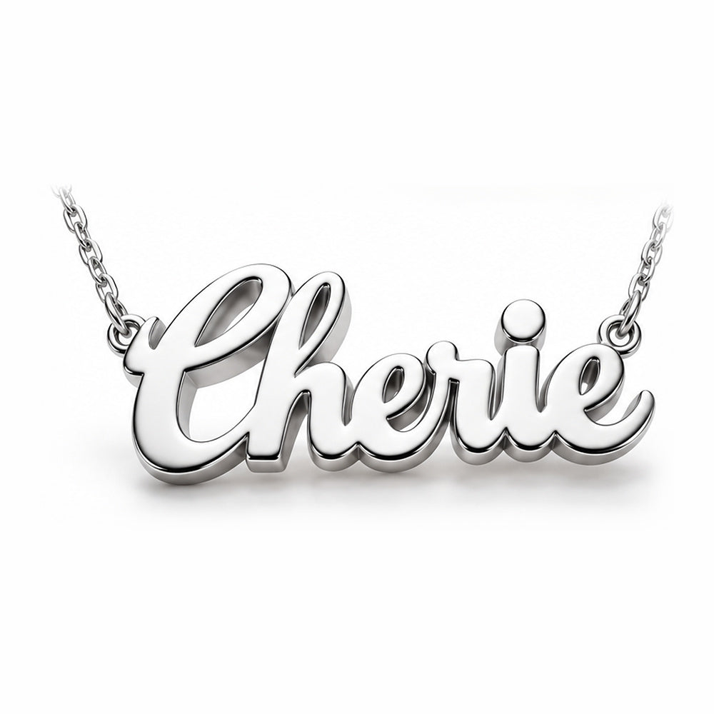 Custom Name Pendant Necklace in White