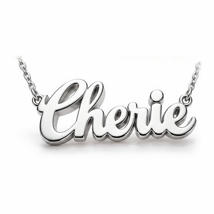 Custom Name Pendant Necklace in White