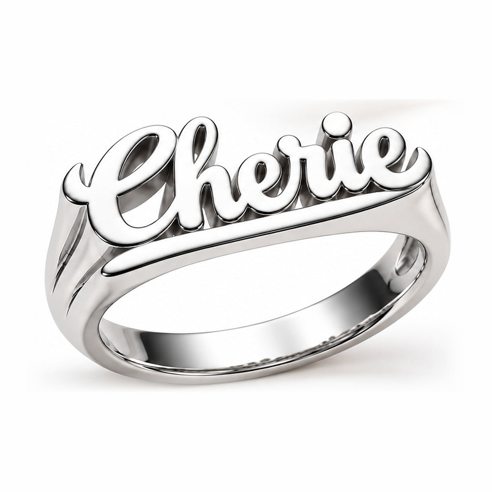 Custom Name Ring in White