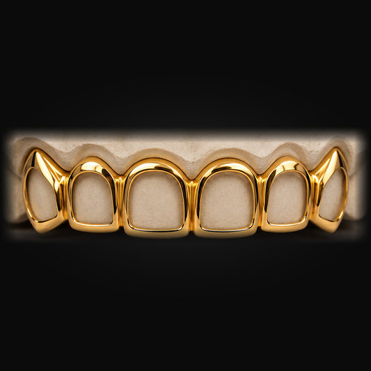 Custom Open-Face Gold Grillz in Yellow Gold