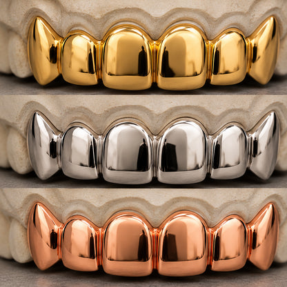 Custom Solid Gold Grillz in Yellow Gold, White Gold and Rose Gold