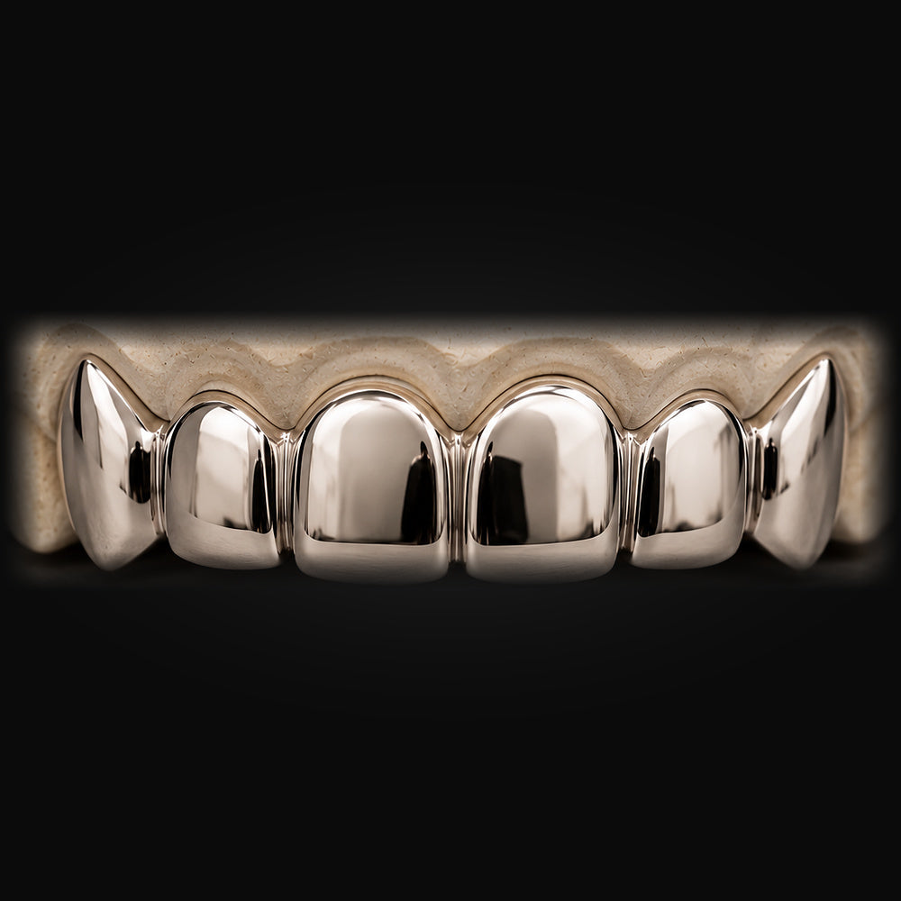 Custom Solid Gold Grillz in White Gold