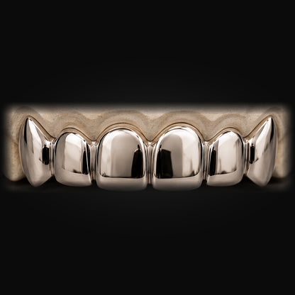 Custom Solid Gold Grillz in White Gold