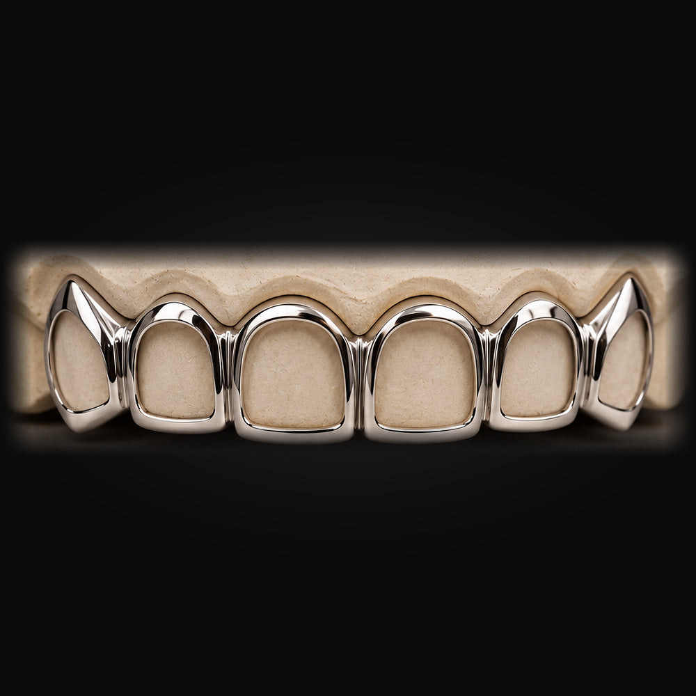 Open-Face Sterling Silver Grillz in White