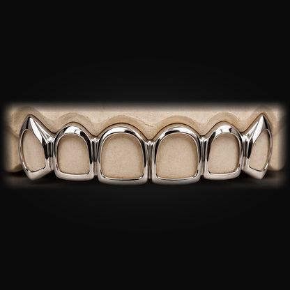 Open-Face Sterling Silver Grillz in White