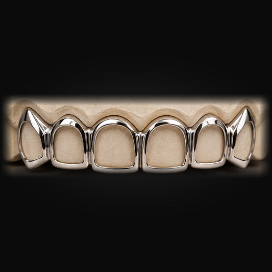Open-Face Sterling Silver Grillz in White